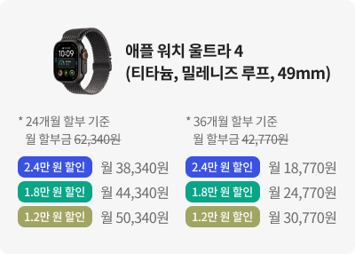 애플 워치 울트라 4(티타늄, 밀레니즈 루프, 49mm)